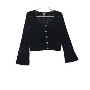 A New Day, Vintage woven coat with buttons, for women, size M, Black